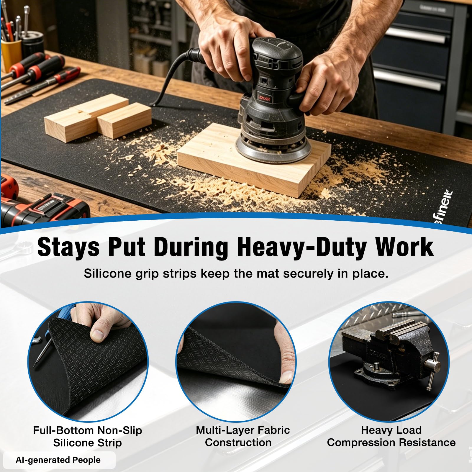 Workbench Mat 60"x24", 0.16"(4mm) Thicken Anti-Slip Tool Box Top Mat — Amazon image 5