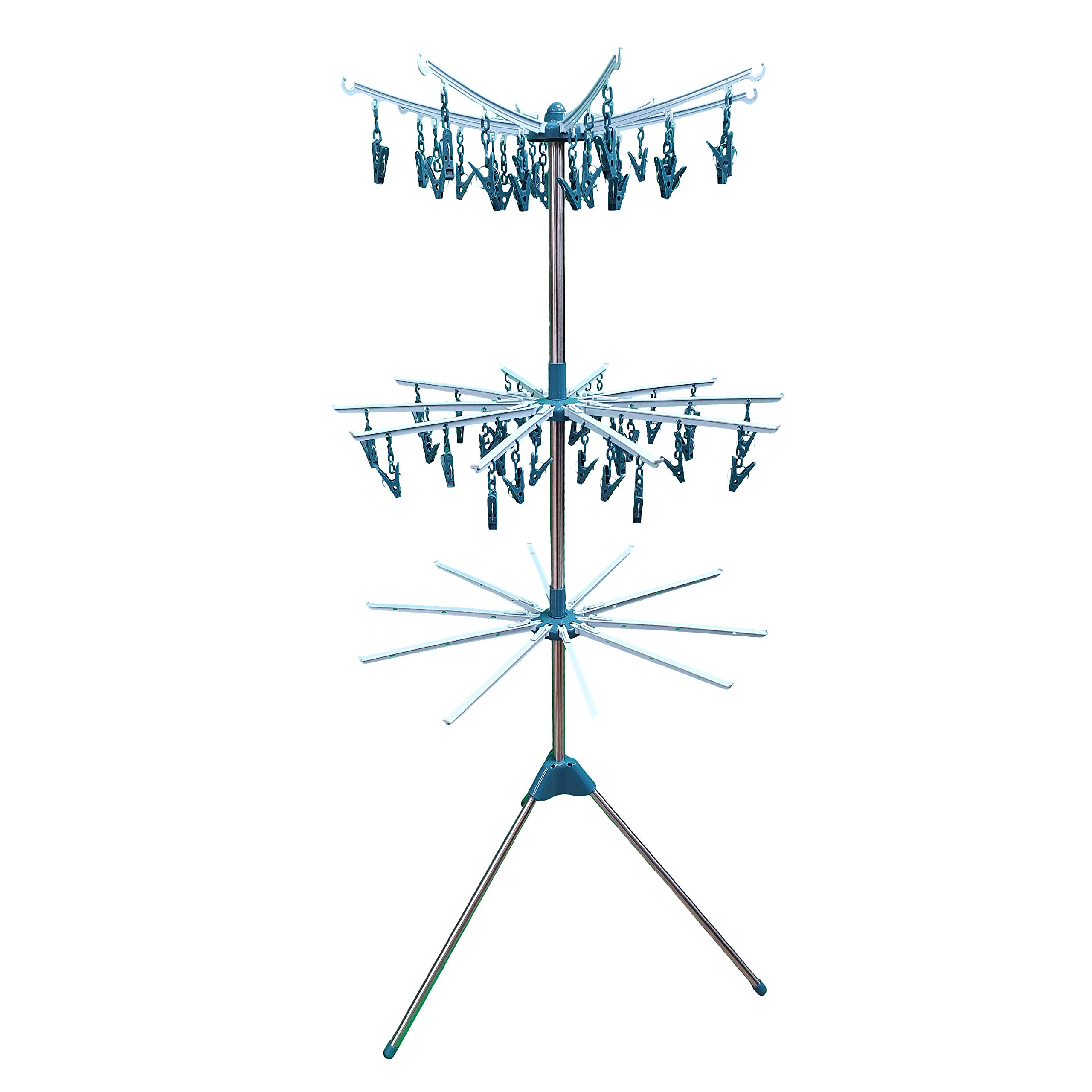 Hyfive Clothes Airer Drying Rack Foldable Laundry Rail Hanger Indoor Outdoor - Three Tier