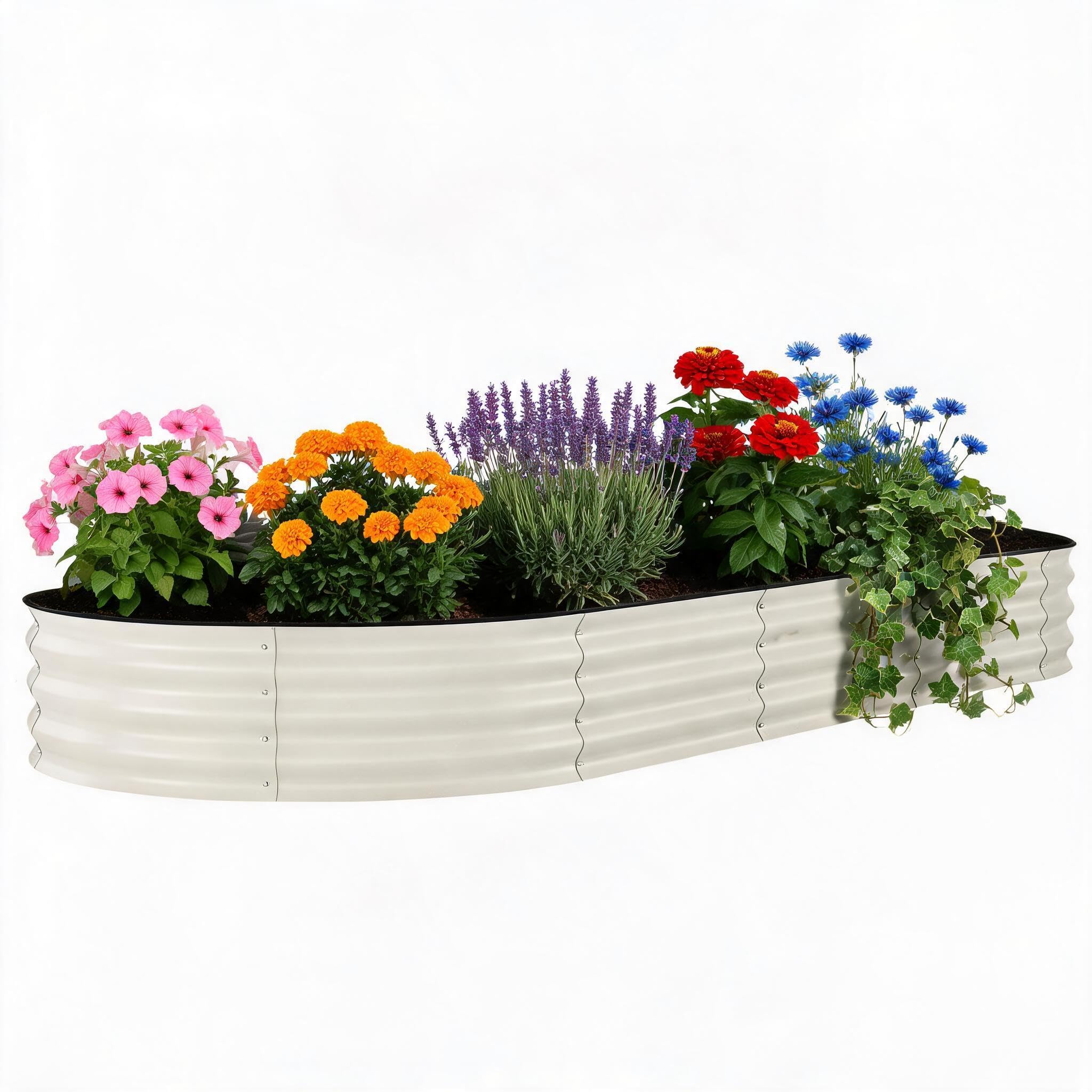 Cachpib Raised Garden Bed, Galvanized Steel Outdoor Planter Box, Bottomless Raised Bed for Growing Outdoor Plants, Vegetables, Flowers and Herbs