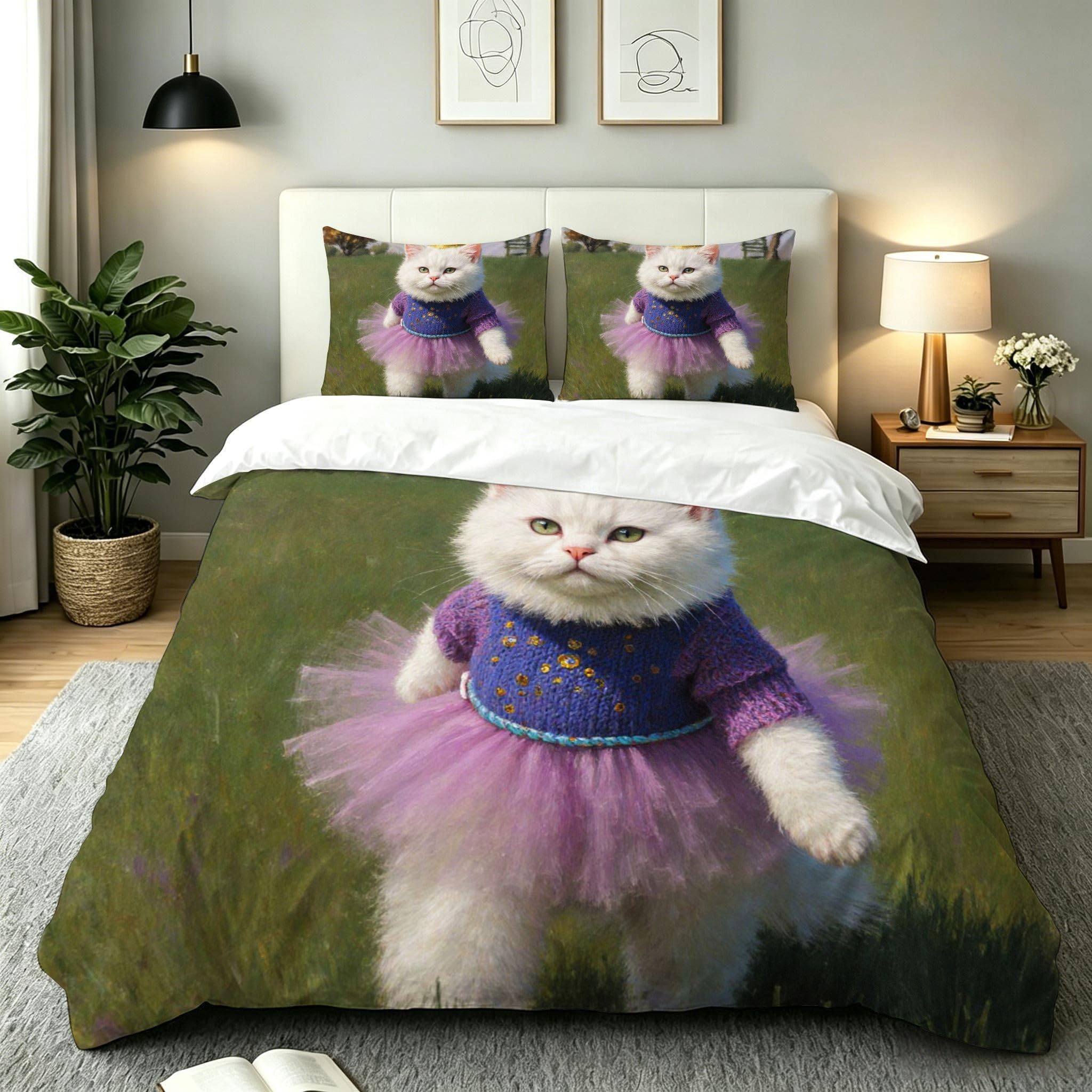 Parure de lit 2 personnes motif chat pour une chambre cocooning
