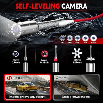 Sewer Camera with Locator 165ft, 7mm Cable Self Leveling Drain Cameras with Distance Counter, Plumbing Camera Snake with Light, 10.1'' HD Pipe Line Borescope Inspection Cam w/DVR (Keyboard Input)