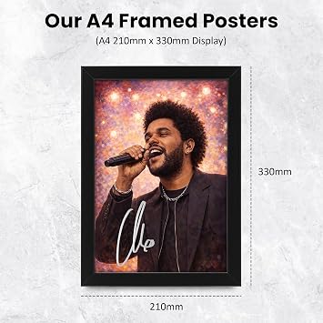 AllStarMedia Tribute to The Weeknd Inspired Poster Print | After Hours Til Dawn & Hurry Up Tomorrow | Fan Art Gift | Music Wall Art | Limited Edition Print | A4 Framed (30 x 21 CM)
