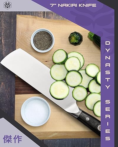 Miniatura 8 de KESSAKU Nakiri - Cuchillo de 7 pulgadas - Serie Dynasty - Cuchillo asiático para verduras - Cuchillo de cocina afilado - ThyssenKrupp forjado de