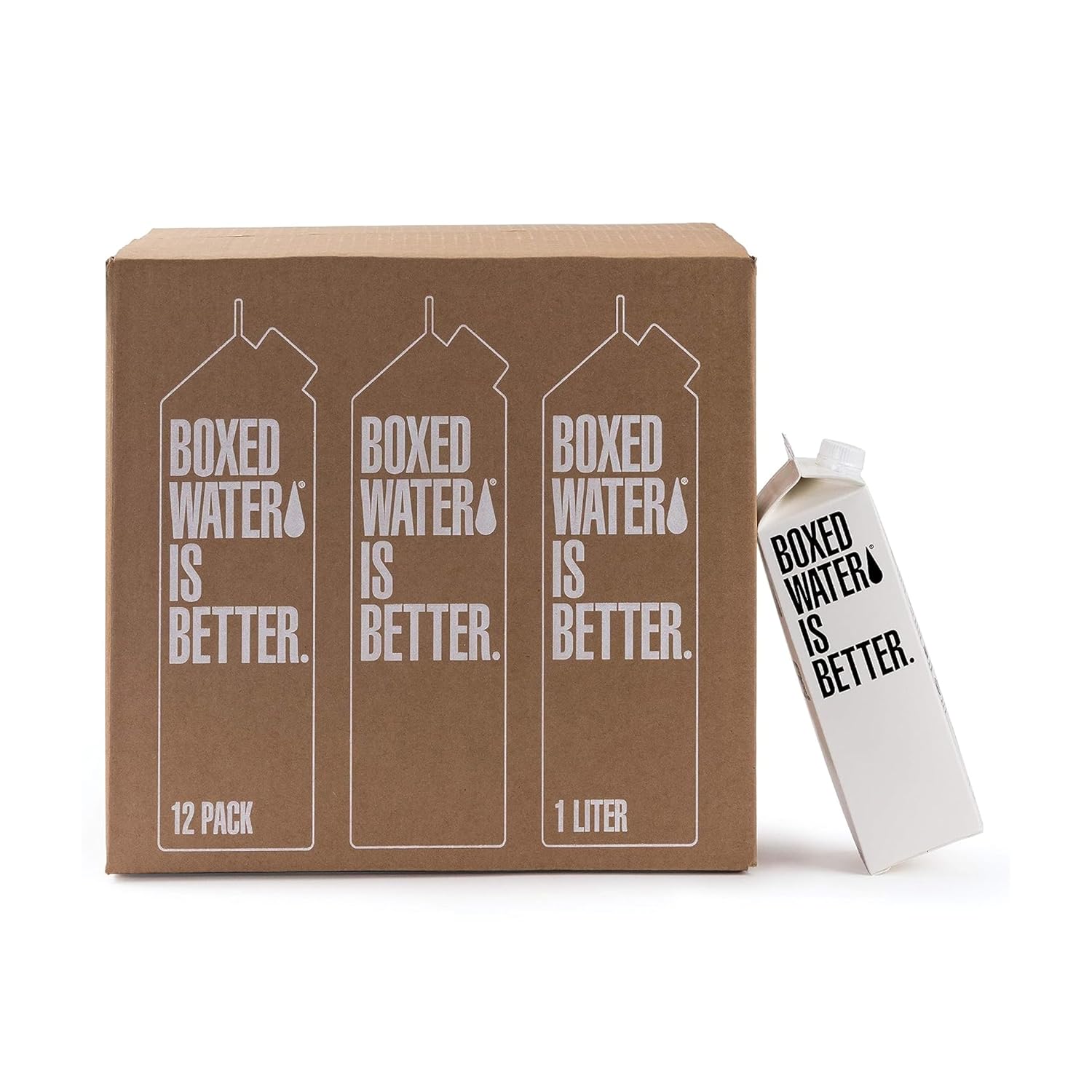(BRST BY 05-14-27-)Boxed Water 33.8 oz. (12 Pack) – Better Than Premium Plastic Purified Drinking Water — Plant-Based Cartons – BPA-Free, Refillable, Reusable