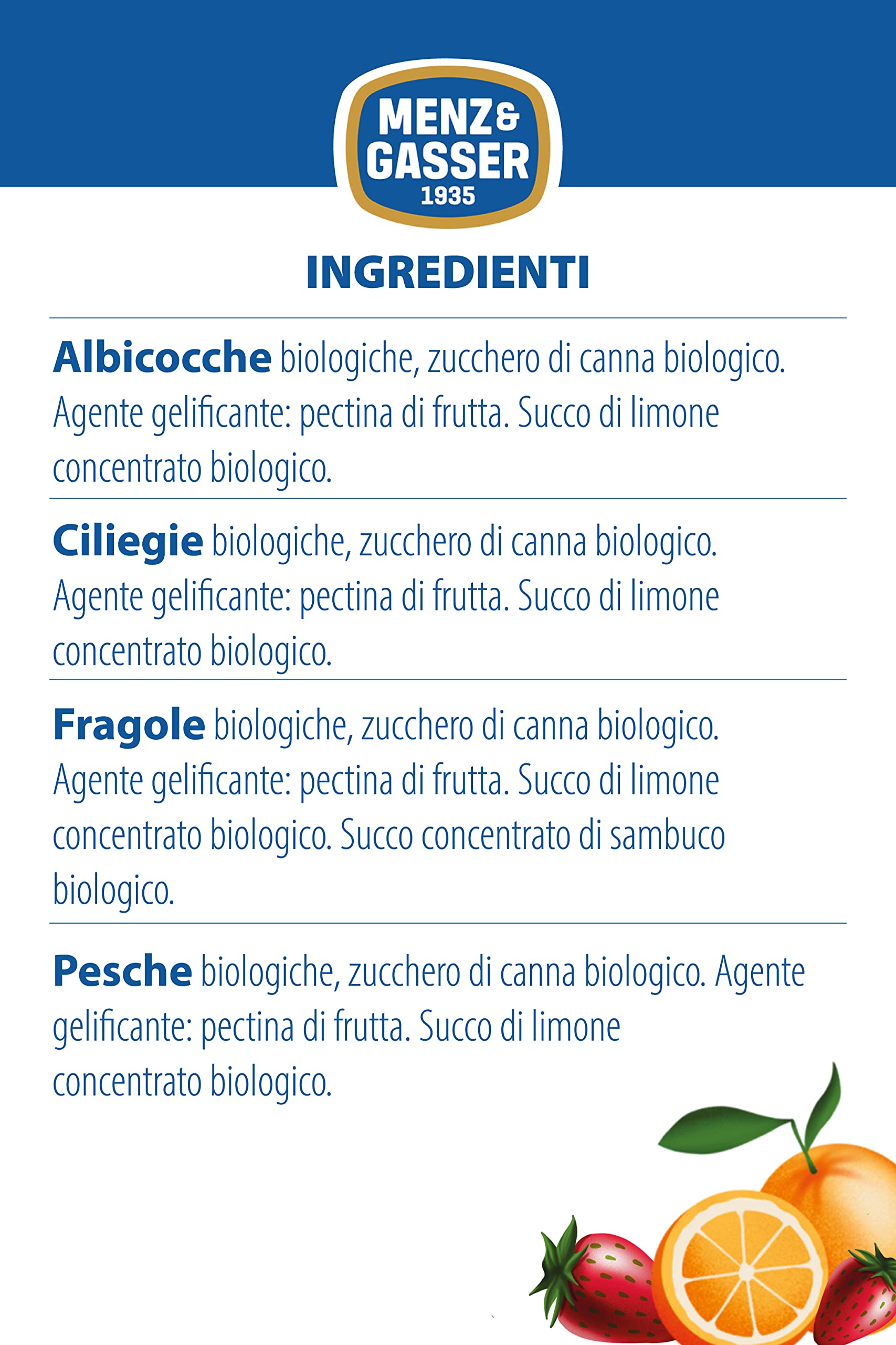 Menz&Gasser Confettura Extra Bio di Gusti Assortiti Monodose Biologica, Albicocca, Ciliegia, Fragola e Pesca, con Frutta, 100 porzioni x 20 g - 3