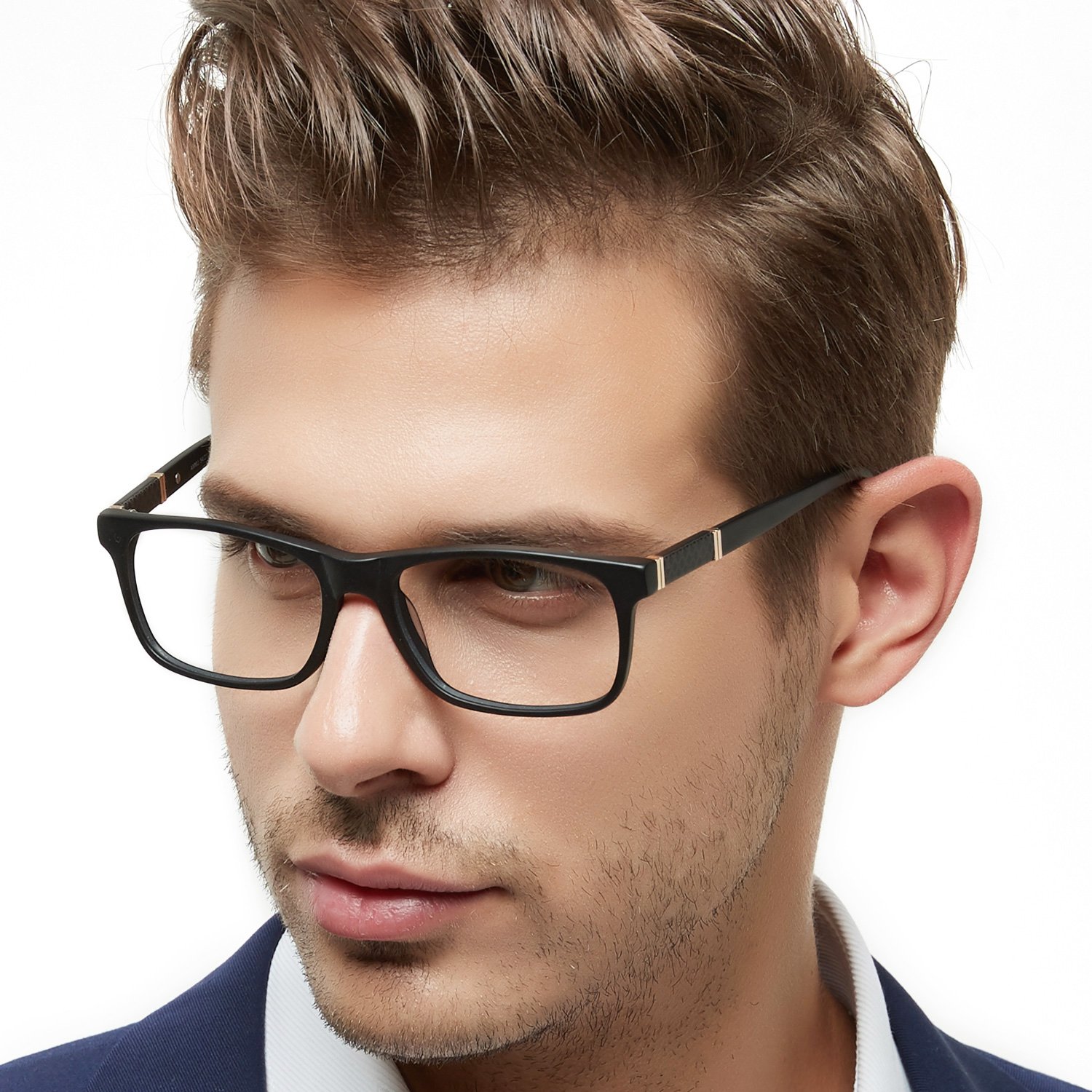 OCCI CHIARI Men Anti-Blue Light Fashion Reader Black Rectangular Reading Glasses AMMJ 150
