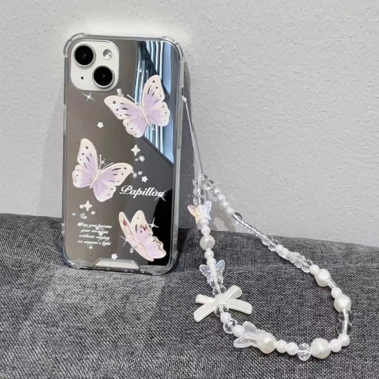 Lanière de Téléphone en Perles Rose, Chaîne Anti-Perte Cordon Portable