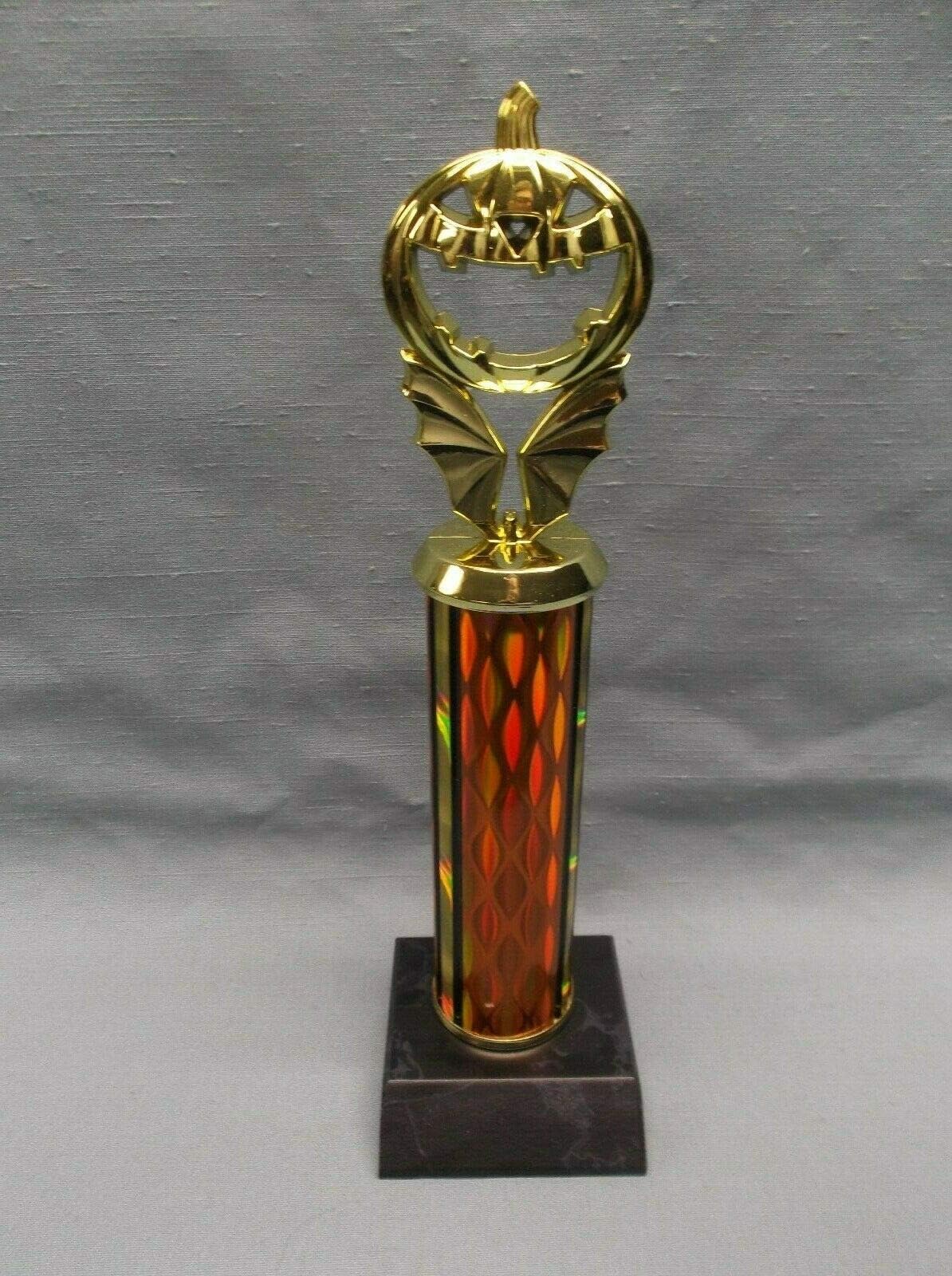 KDA Halloween Pumpkin Trophy Orange Black Column Black Wood Base Costume Party