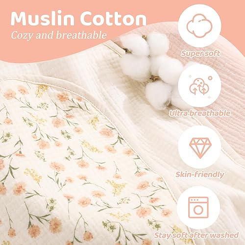 Miniatura 5 de HOMBYS Cambiador de cambiador para cambiador, funda lavable para cambiador, impermeable, 100% muselina de algodón, paquete de 3, blanco crema, rosa