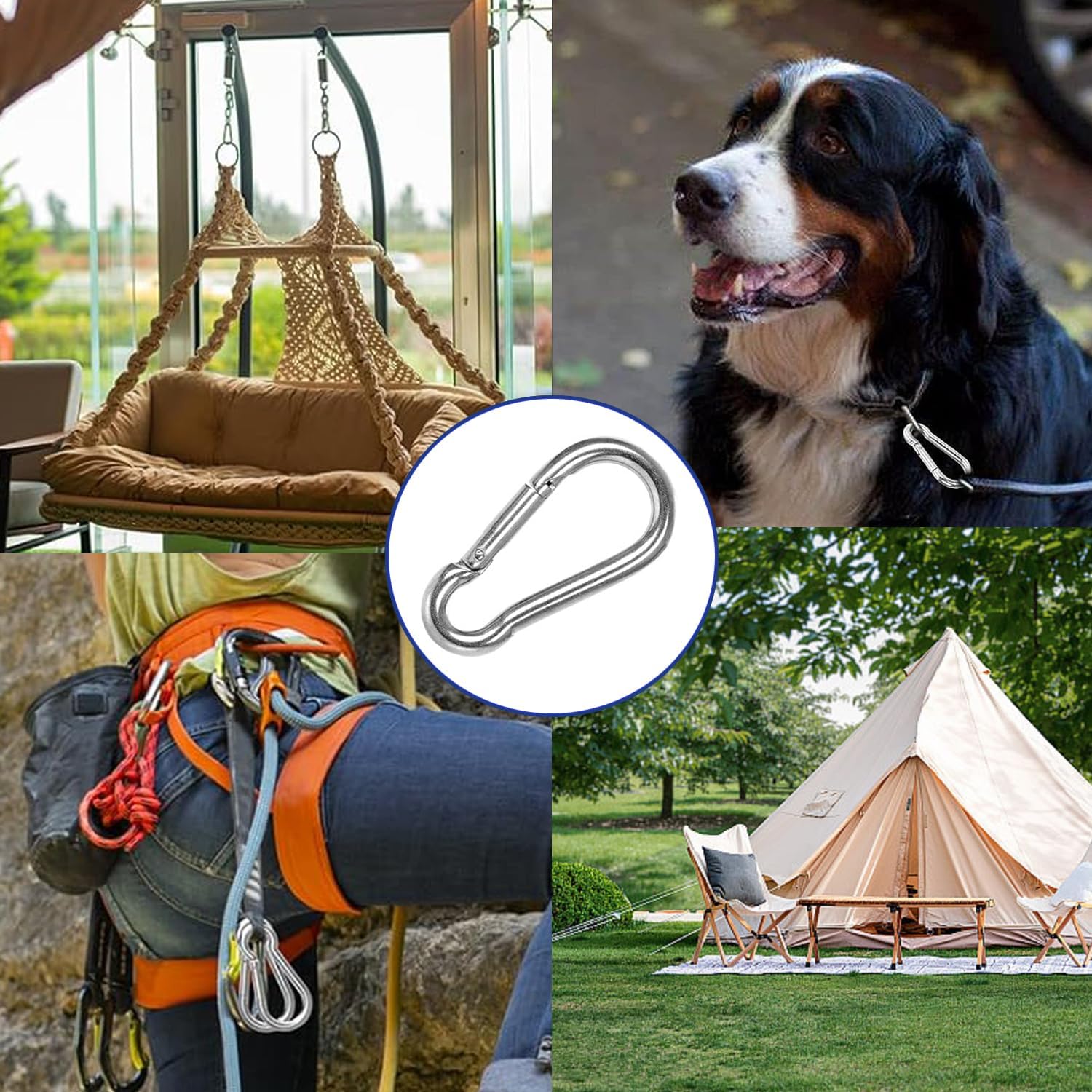 Heavy Duty Galvanized Steel Carabiner Clip Spring Snap Hook Spring Snap Hook Clips - Image 6