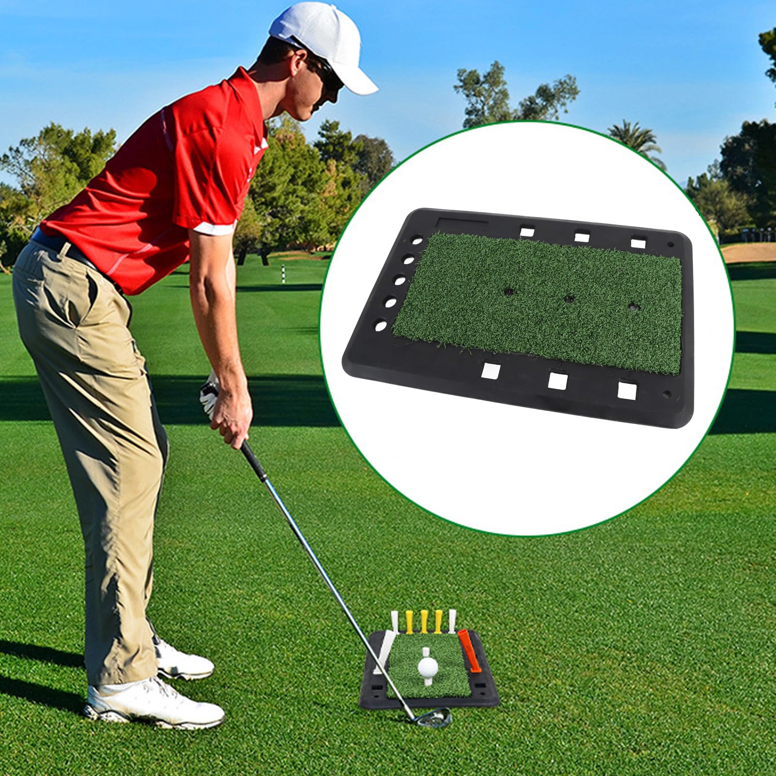 Swing Training Mat Rubber, Portable Swing Hitting Chipping Trainer Mat Tool, Golf Accessories Golf Mat Practice Indoor Outdoor for Indoor Outdoor Practice