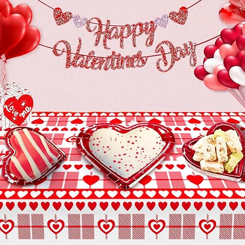 Miniatura 4 de LUGUNU Juego de vajilla desechable para el día de San Valentín, suministros de fiesta del día de San Valentín, platos de papel desechables,