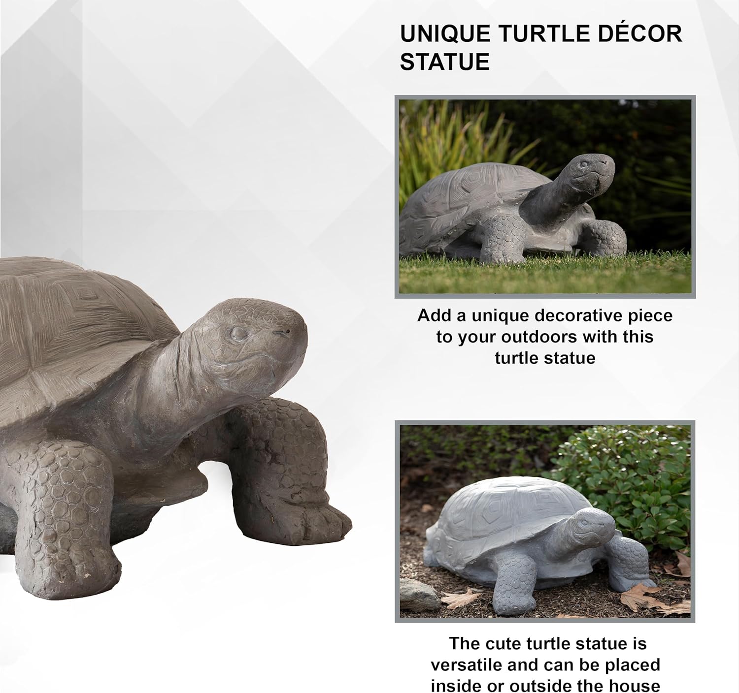 30.3" Light Grey Polystone Turtle Garden Statue