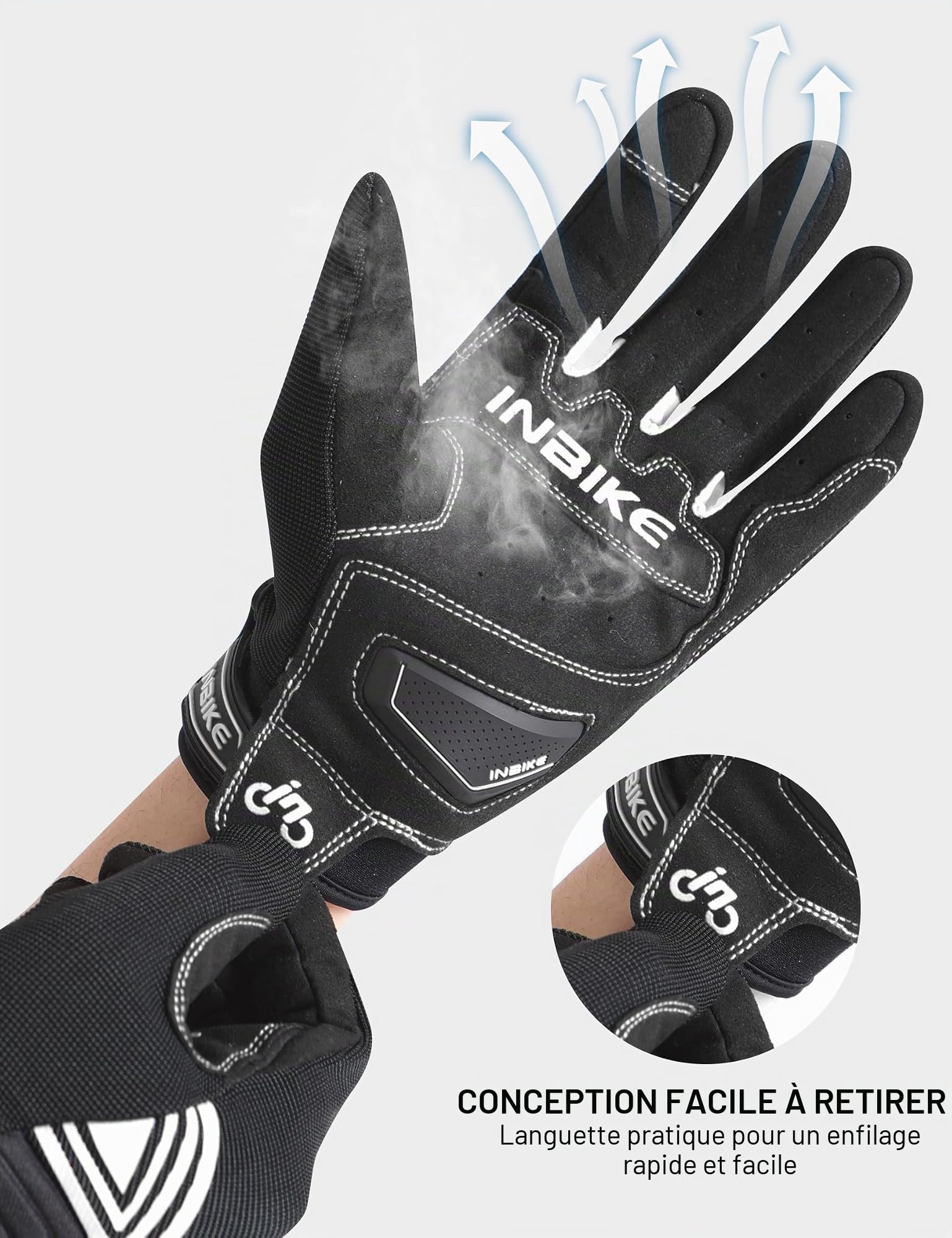INBIKE Gants Moto Respirant, Gants à Écran Tactile Plein Doigt Antidérapant Idéal pour Moto Exercice Sport Running IM902