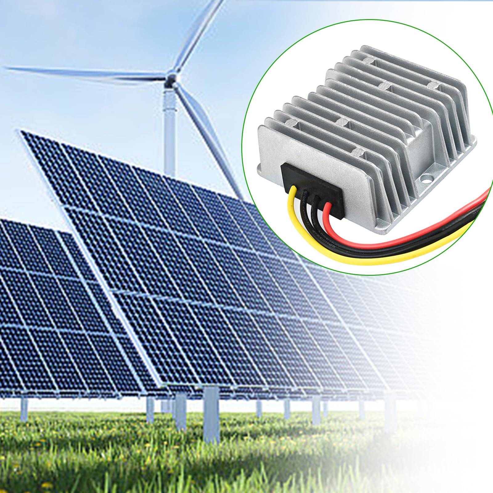 Convertitore di passo, ad alta efficienza, 24 V, 20 A, impermeabile, alloggiamento in alluminio impermeabile, miglioramento elettrico per protezione da sovraccarico solare