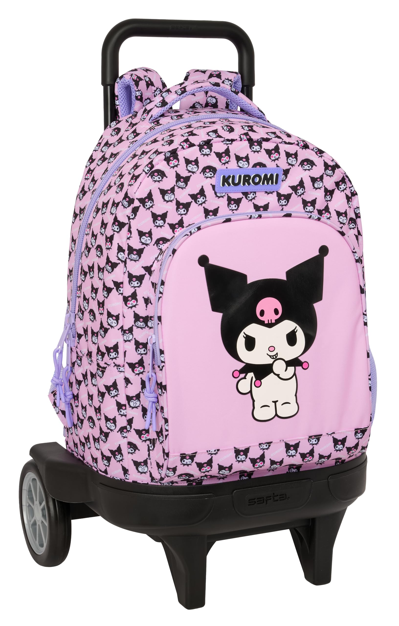 Safta KUROMI - Mochila Grande con Ruedas, Compact Evolución, Extraíble, Ideal para Niños de Diferentes Edades, Cómoda y Versátil, Calidad y Resistencia, 33x22x45 cm