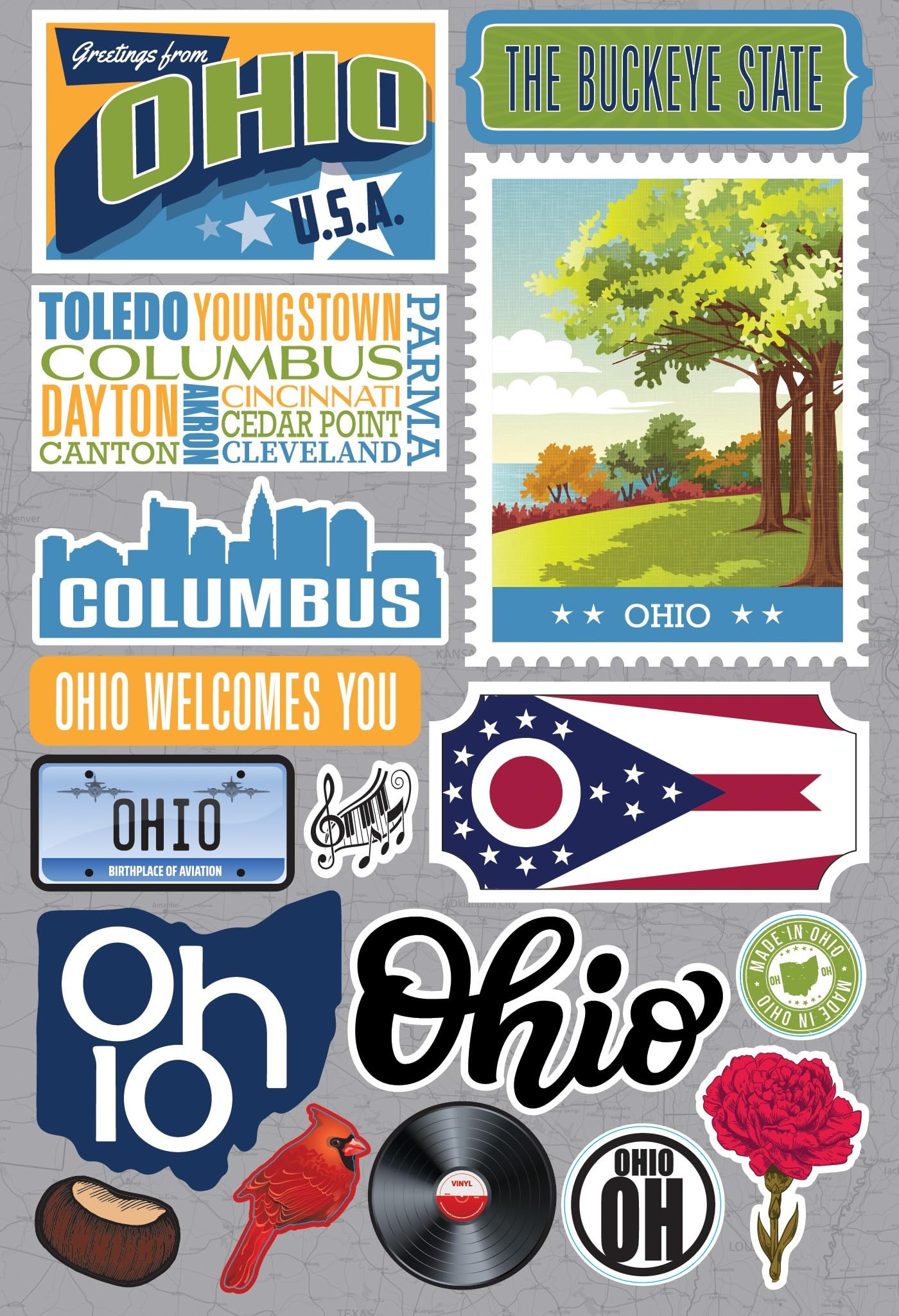 Stickers 3.0 Dimensional Ohio Reminisce Jet Setters pour valoriser vos clichés plats