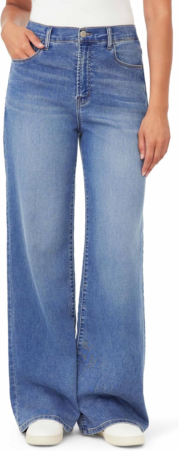kensie Jeans for Women The Carla High-Rise Knit Denim Wide Leg 32-Inch Inseam, Sizes 0-12