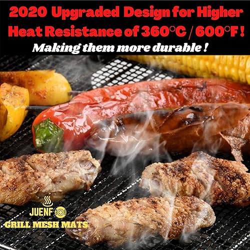 Miniatura 2 de JUENFO Alfombrillas de malla para parrilla al aire libre - Alfombrilla de malla antiadherente reutilizable mejorada 2020 con resistencia al calor