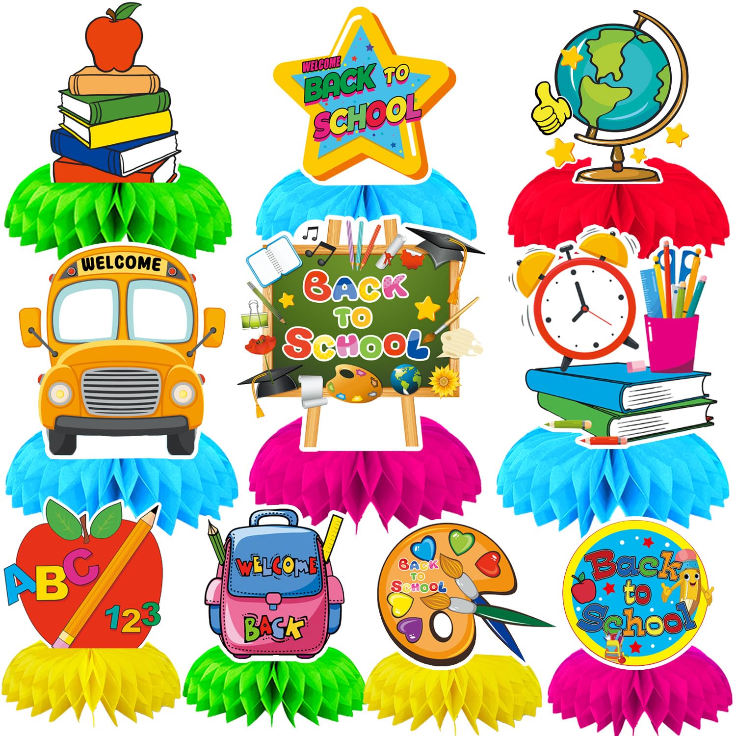 DTOFOOT 10 Pieces Back to School Decorations, Back to School Centerpieces for Tables Back to School Table Decorations Back to School Table Decor for School Party Classroom Home Decorations