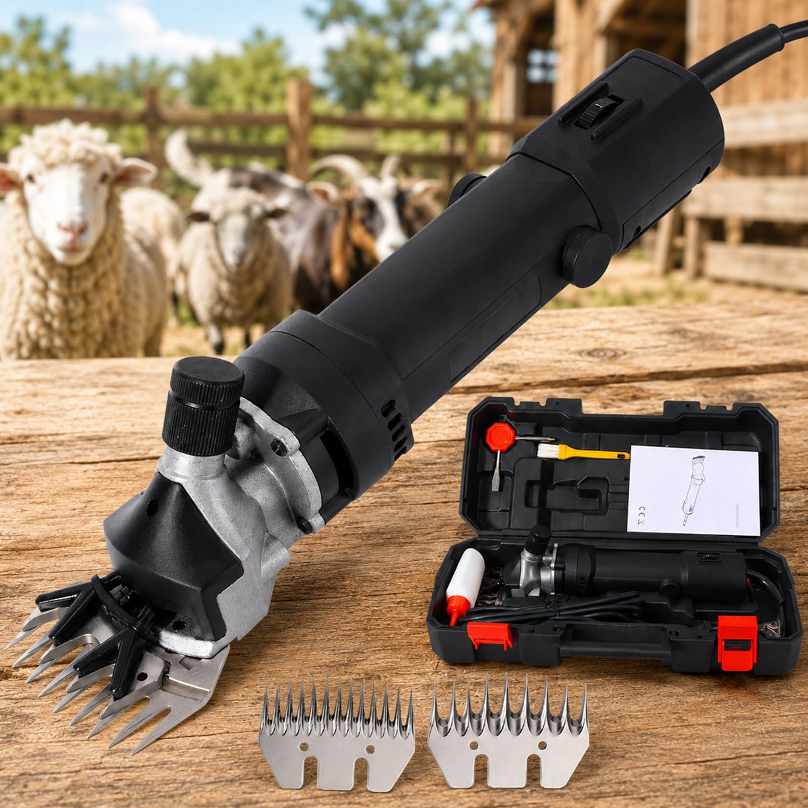 lilishangmao 850W Sheep Shearing Clippers, Professional Electric Shearing Clippers with 6 Speeds, 3200RPM Corded Sheep Clippers with 9&13-Tooth Blades for Sheep, Goats & Alpacas Black