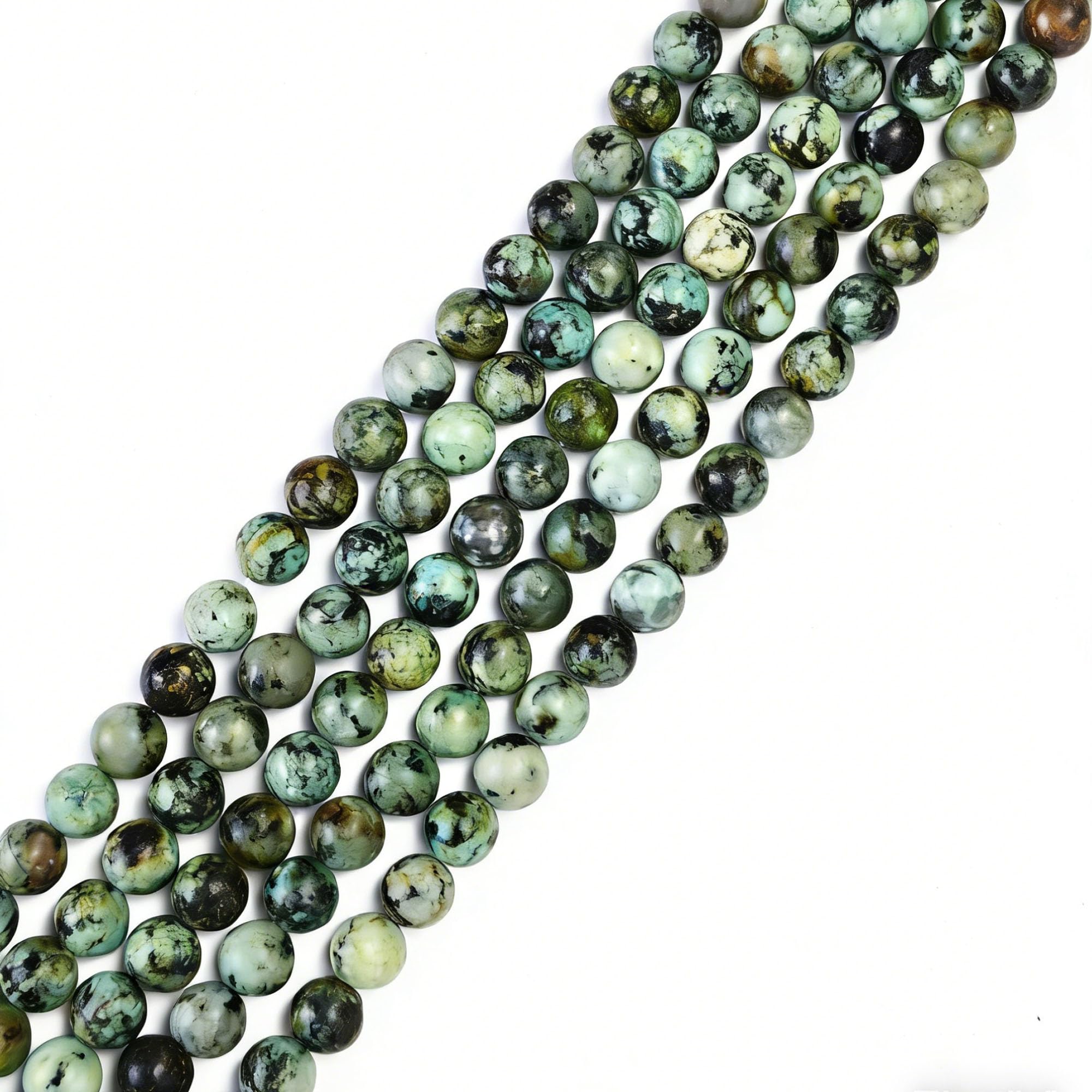 8mm Round African Turquoise Natural Stone Beads for Jewellery Making, Gemstone Beads for Crafting (45-50Pcs)