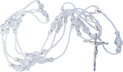 San Joaquin Creations Lazo de boda de cristal plateado AcentosLazo De Boda Crystal Cortado terminado con acentos en plataboda Rosario, Cristal