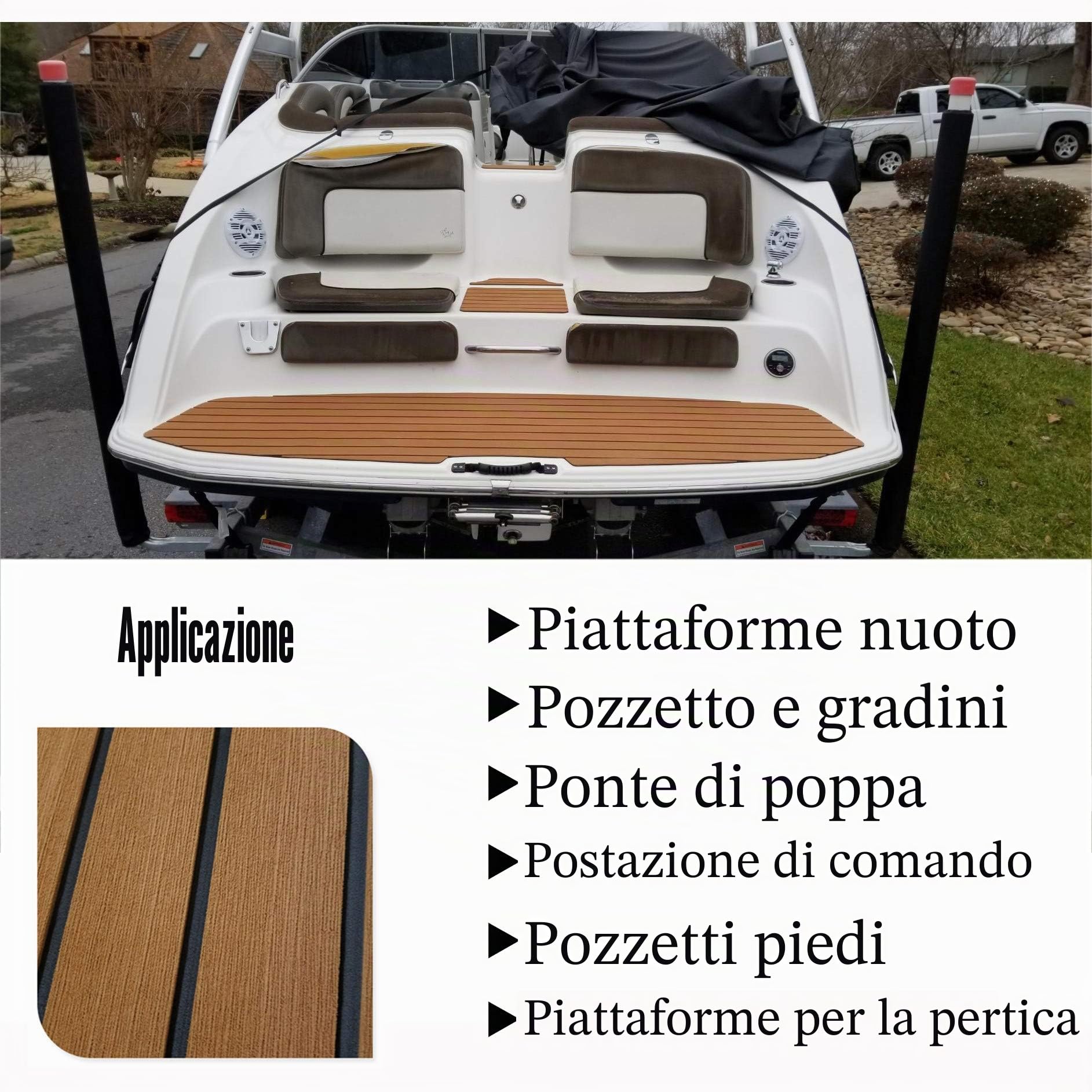 Tapis de Plancher de Bateau en Mousse Eva, feuille de terrasse en Faux Teck en vinyle Marin pour Ponton de Yacht, Tapis antidérapant 90x240cm 1st