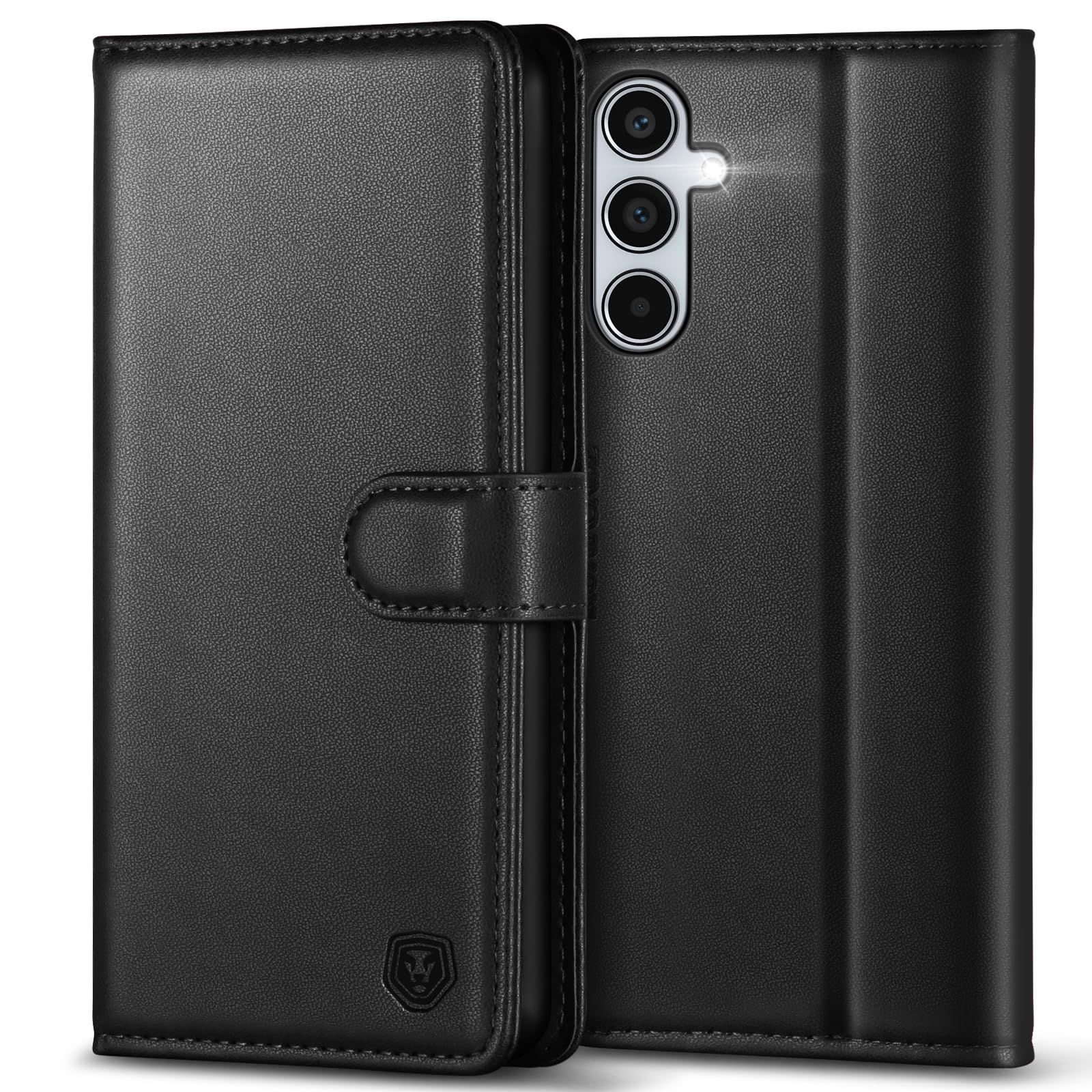 for Samsung A55 5G Case with 4 Card Slots Magnetic Closure Kickstand Shockproof Protective Phone Case for Samsung Galaxy A55 - Black