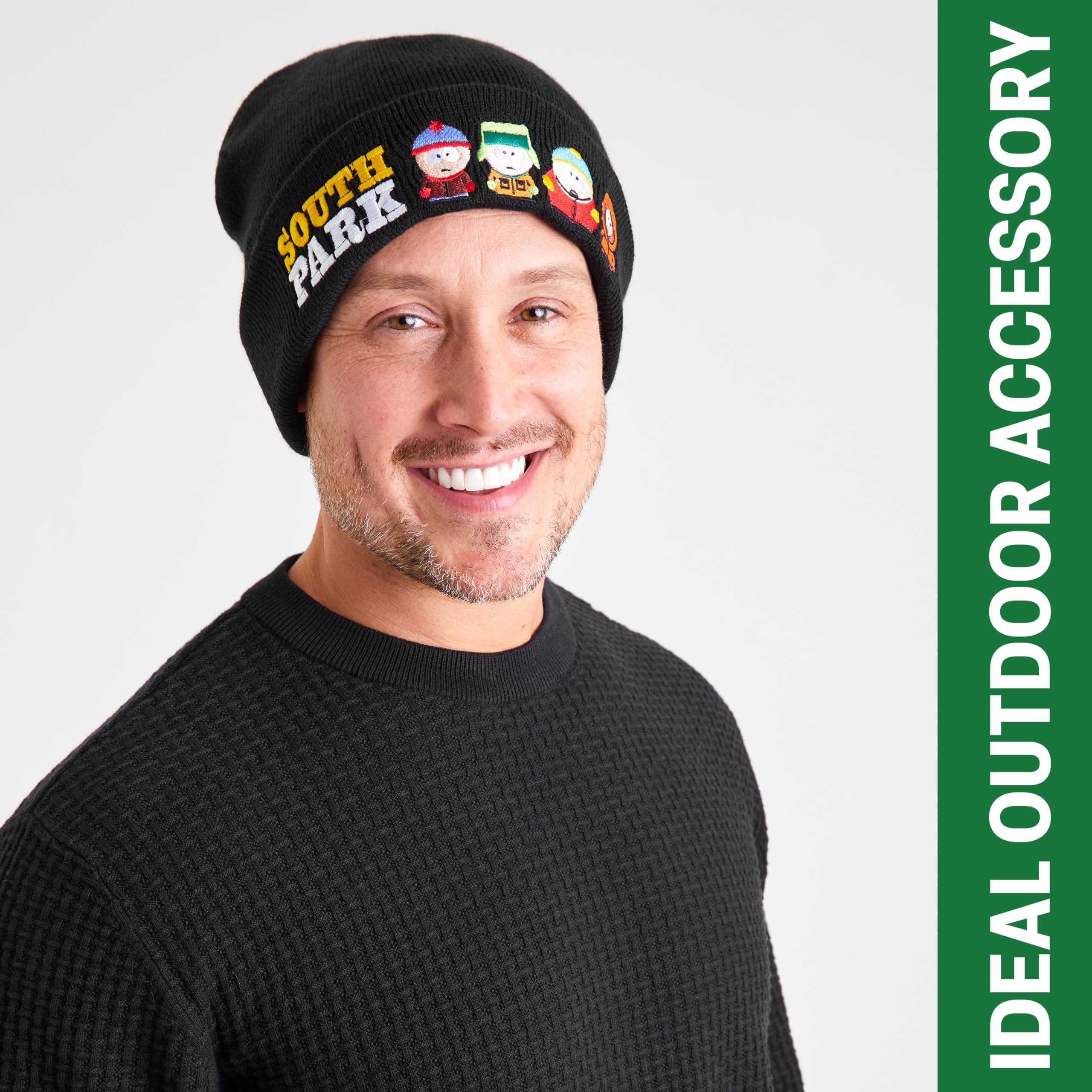 South Park Gorro Negro o Conjunto Bufanda Guantes y Gorro Adolescente, Accesorios de Invierno Cálidos para Días Fríos