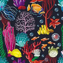 Papel de parede colorido mundo subaquático destacar e colar papel de parede peixe/estrela do mar/coral papel de contato removível à prova d'água vida marinha decorativo vinil papel de parede autoadesivo para quartos de crianças 45 cm x 300 cm