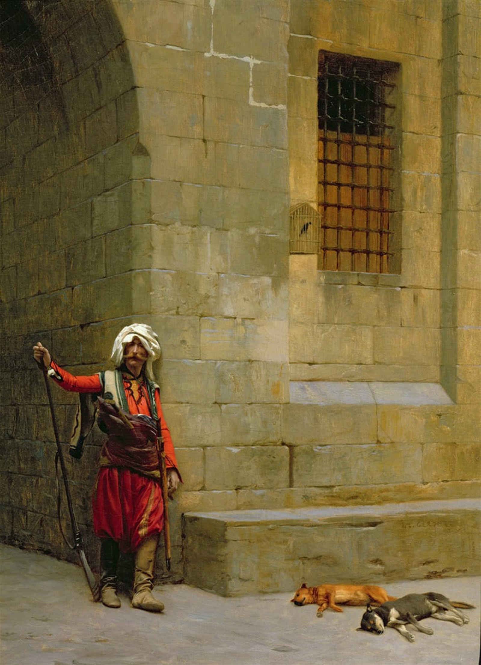 ARTXLXXBN Famous Painting Canvas Artwork Graffiti Print Arnaut and Dogs by Jean Leon Gerome Portrait Canvas Image for Home Decor 60x90cm