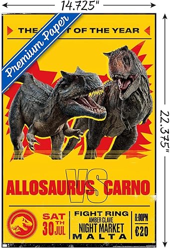 Miniatura 3 de Trends International Jurassic World Dominion - Póster de pared de Allosaurus Vs Carno