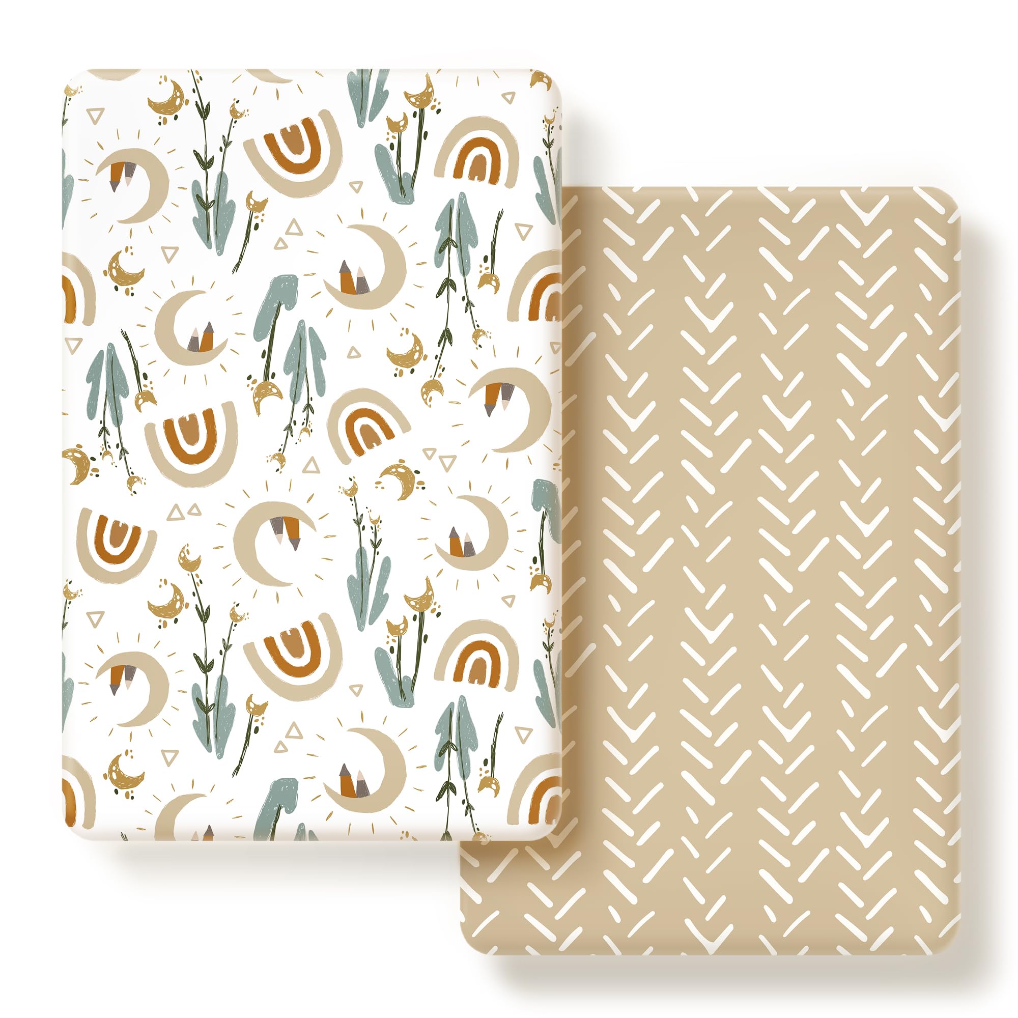 GRSSDER Stretchy Pack and Play Sheets, Ultra Soft Jersey Knit Fitted Pack n Play Sheets Set 2 Pack, Portable/Mini Cribs Sheets for Girls and Boys,