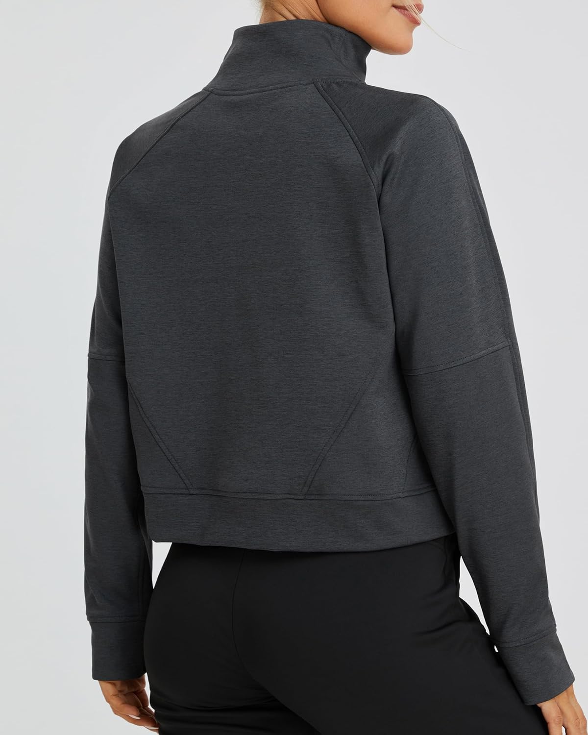 Oalka Sweatshirts Half Zip Long Sleeve Cropped Pullover Lined Full Zip Hoodies Thumb Hole Jackets - Image 2