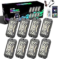 Vista 10 de SUNPIE 12 cápsulas RGBW de luces de roca – Ángulo de haz completo, 30 chips de alta potencia, carcasa de aluminio, almohadillas de montaje