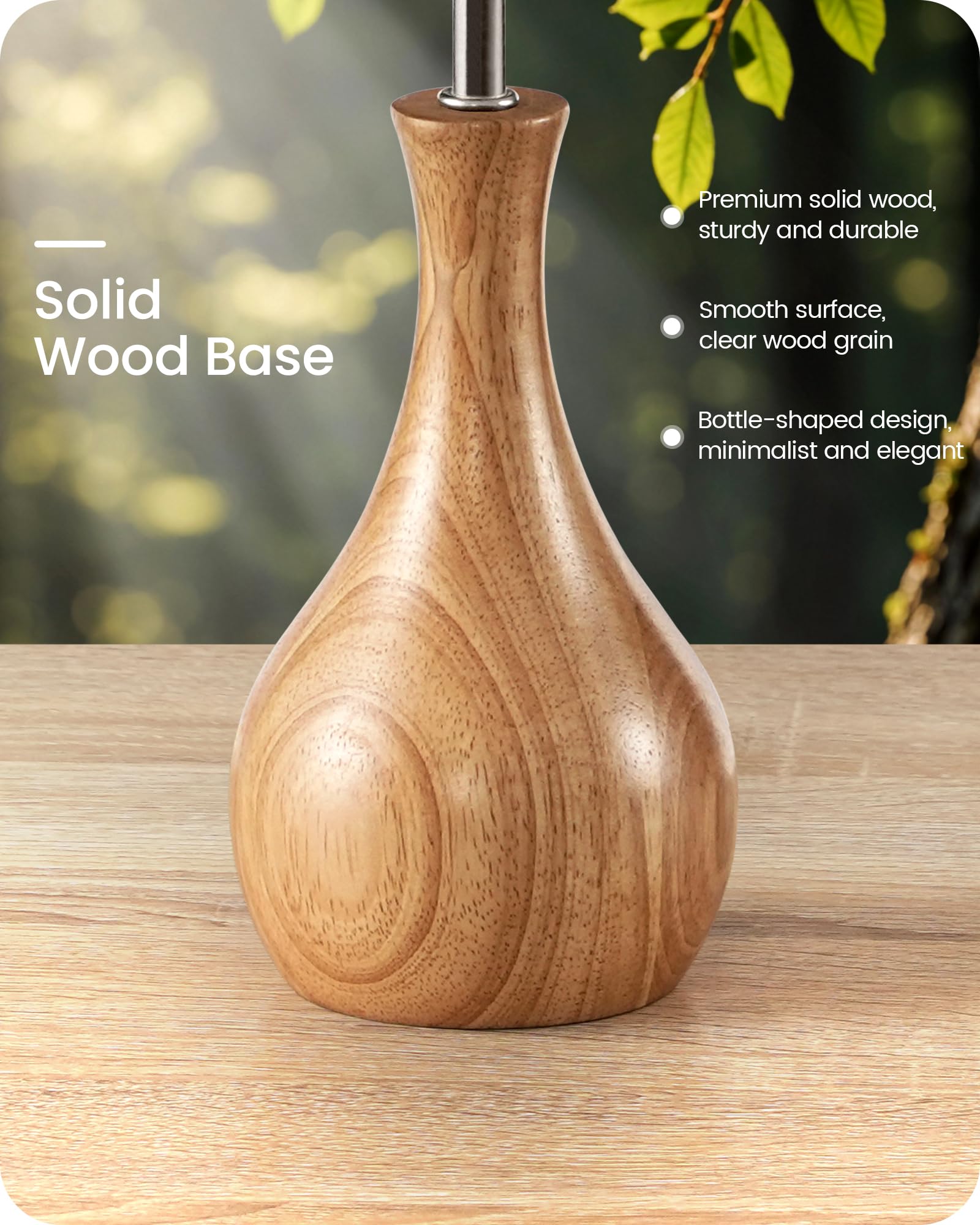 Lampada da comodino in legno, moderna lampada da tavolo per soggiorno, beige | Lampada da tavolo con cavo, lampada da davanzale in lino, E27, 2700 K, per camera da letto, comodino, regalo, hotel