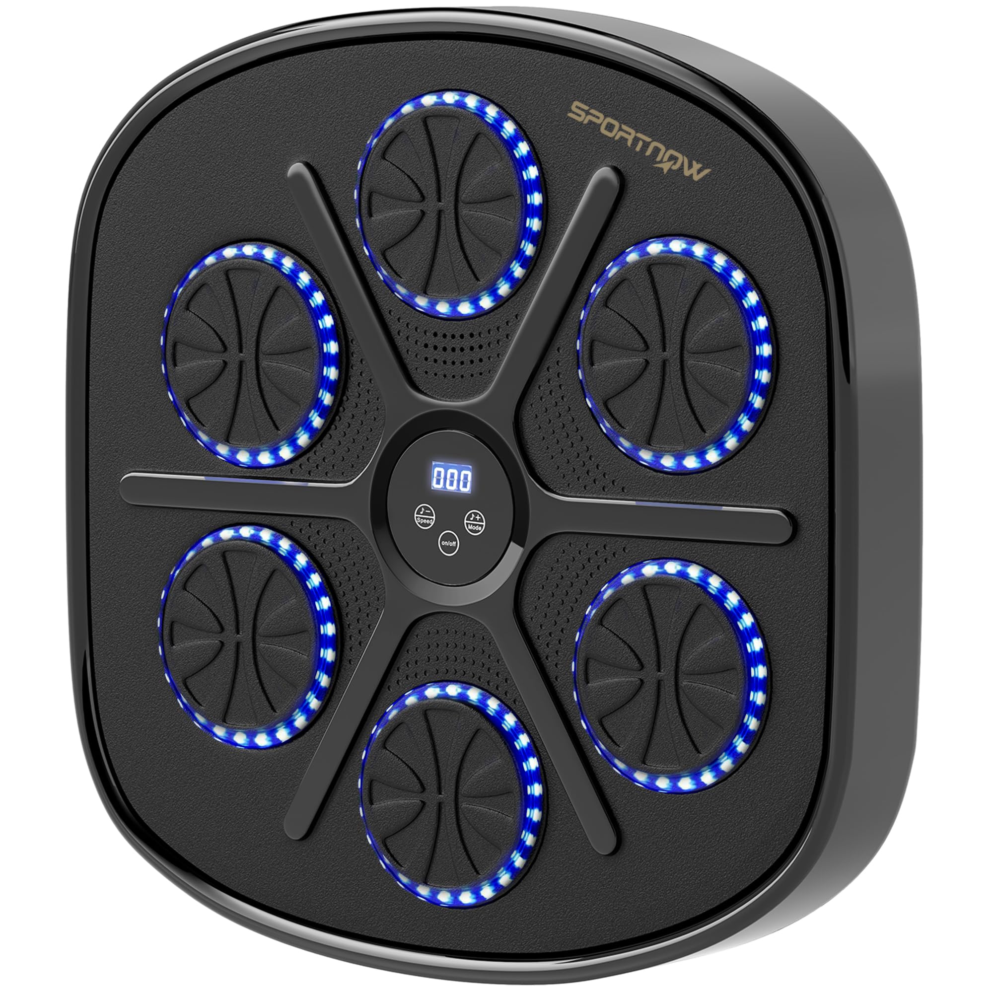 SPORTNOW Macchina da Boxe Musicale a Parete con 9 velocità e modalità, Music Boxing Machine con Connessione Bluetooth e Guanti a Mezze Dita in PU, ABS, PP e Acrilico, Nero