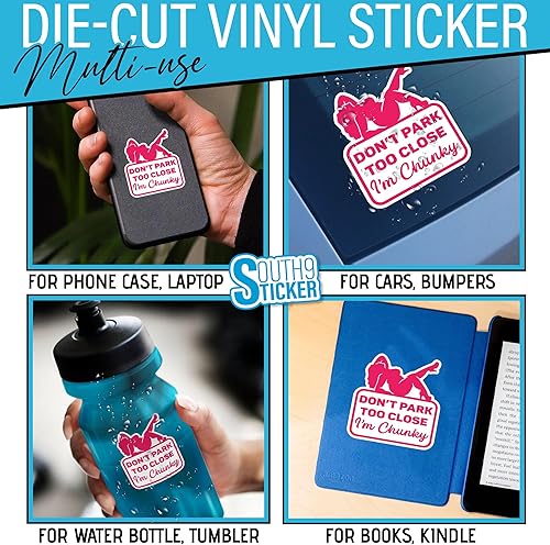 Miniatura 2 de (3 unidades) Don't Park Too Close I'm Chunky Pegatinas lindas rosadas divertidas conductoras de coche de 4 pulgadas, calcomanías de vinilo