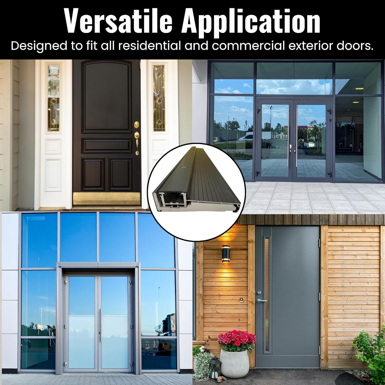 Adjustable Aluminum Threshold – Extra Short Width with Hidden Screws, Adapts to Any Height, Heavy-Duty for Residential & Commercial Use, Available in Multiple Sizes (Black, 36 inch)
