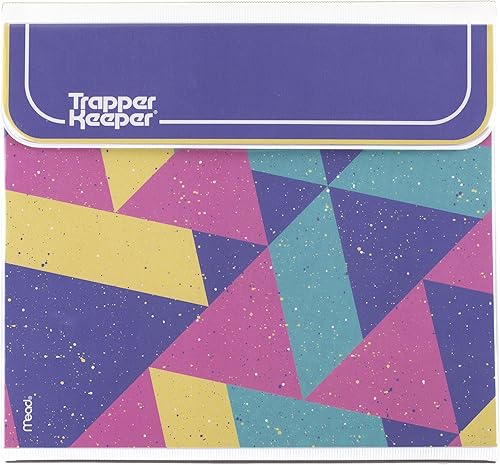 Archivador Mead Trapper Keeper, diseño retro, de 1 pulgada con carpetas y bolsillos, para papel de 21,6 cm x 27,9 cm, diseño de bloques de color