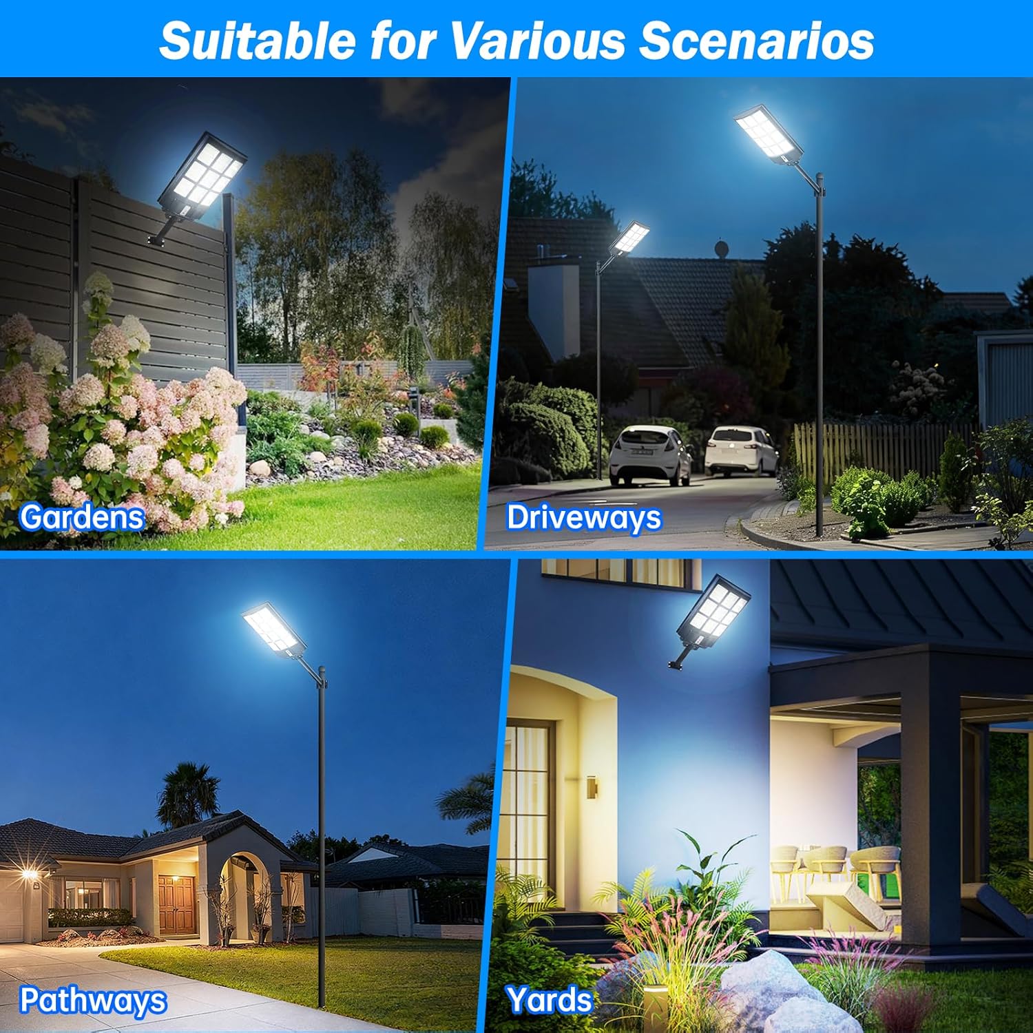 6000W Solar Street Lights Outdoor Motion Sensor - Durable 7000K Dusk to Dawn LED Solar Flood Light Waterproof IP67,Energy-Efficient Security SolarLighting for Outside Garden Yard Parking Lot,Driveway