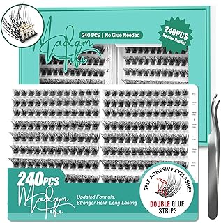 Racimos de pestañas autoadhesivas, 240 pestañ...