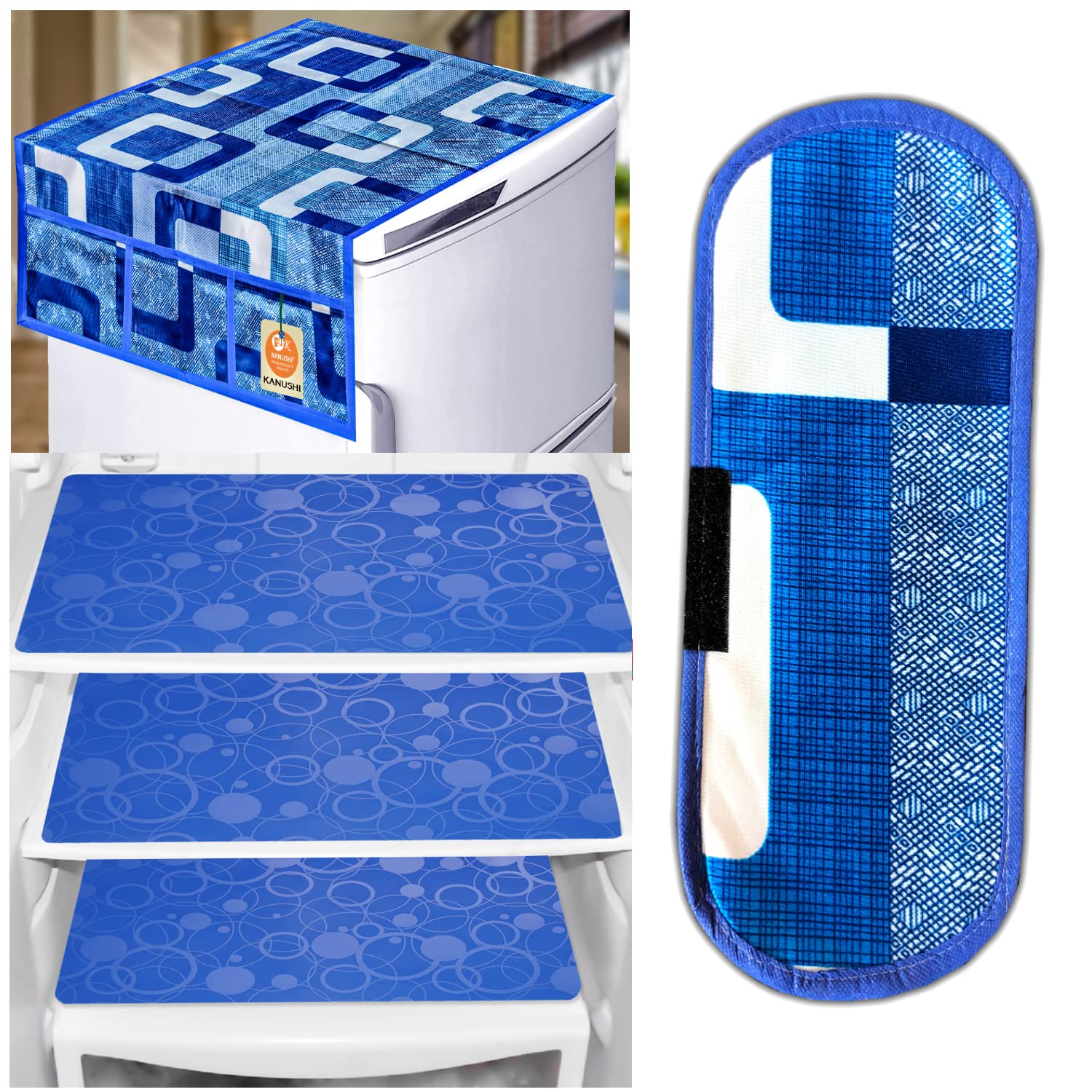 KANUSHI Industries® 1Pc Fridge Cover for Top with 6 Utility Pockets + 1