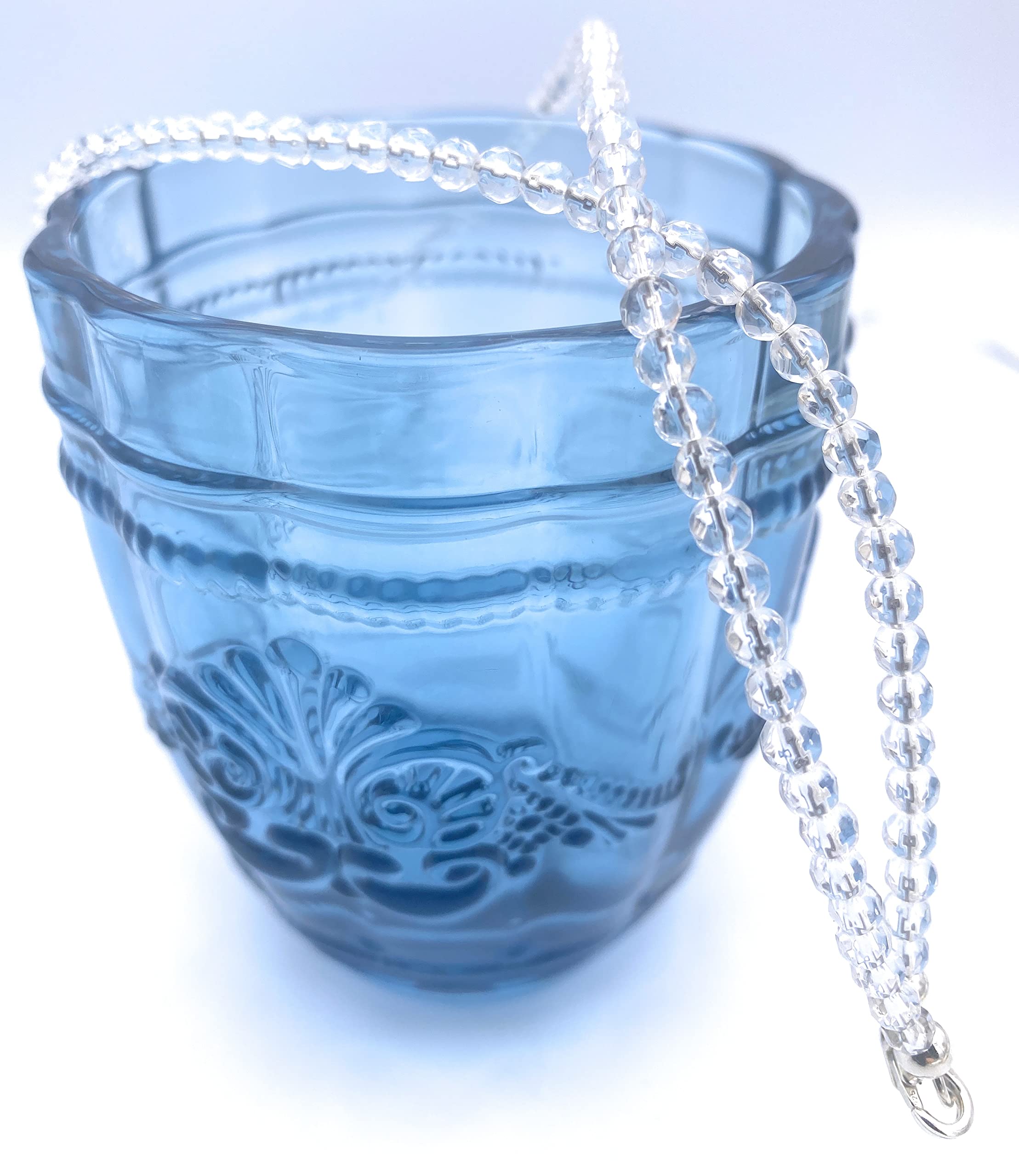 Bergkristall Halskette Kugeln facettiert Größe 4 mm Verschluss 925er Sterling-Silber