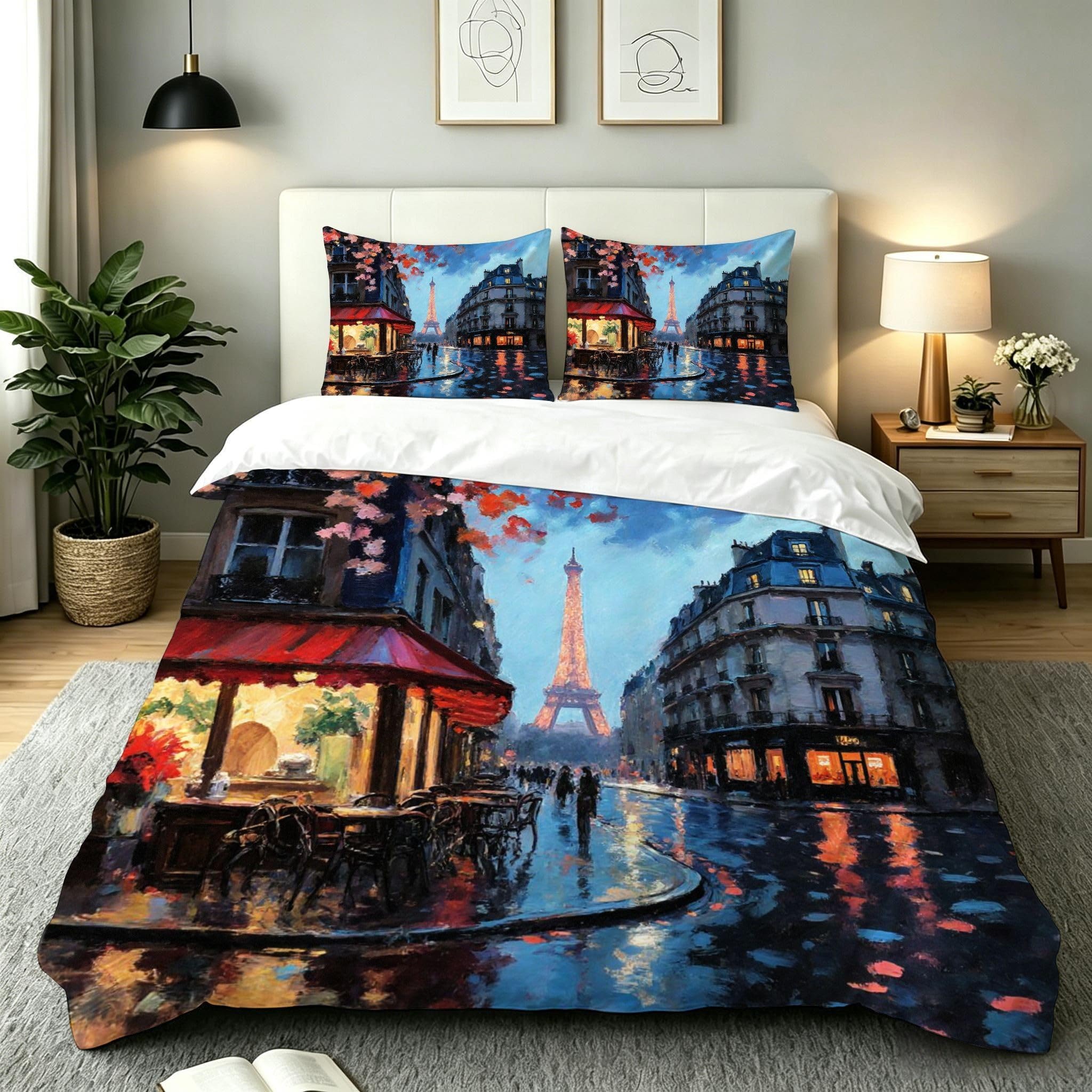 Parure de lit zippée 160x200 microfibre anti-glisse pour lit double
