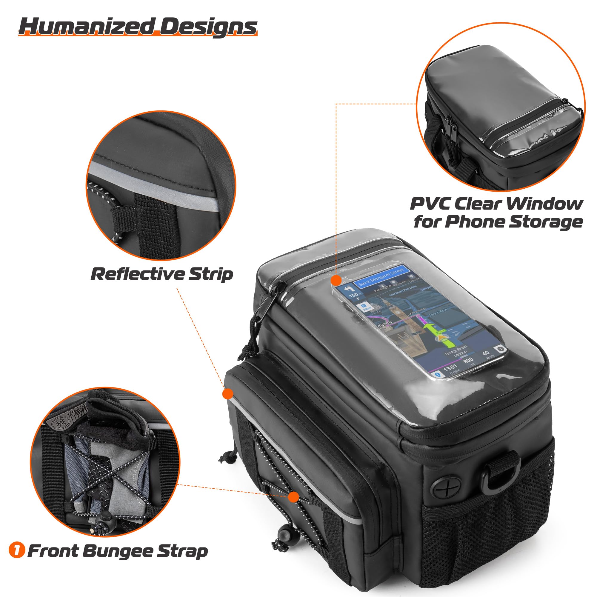 HODRANT Bolsa impermeable para manillar de moto, bolsa para manillar de bicicleta con ventana de PVC transparente, bolsa de herramientas para motocicletas (Cruiser, Softail, Dyna, Sportster, Dirt Bike