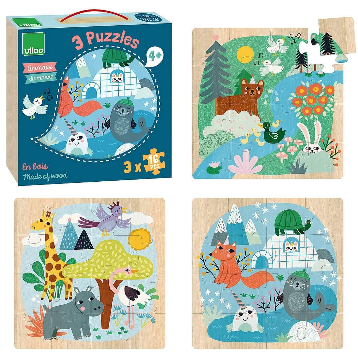 Vilac Animals of the World Puzzles, From 4 Years-8530, 8530, Multicoloured