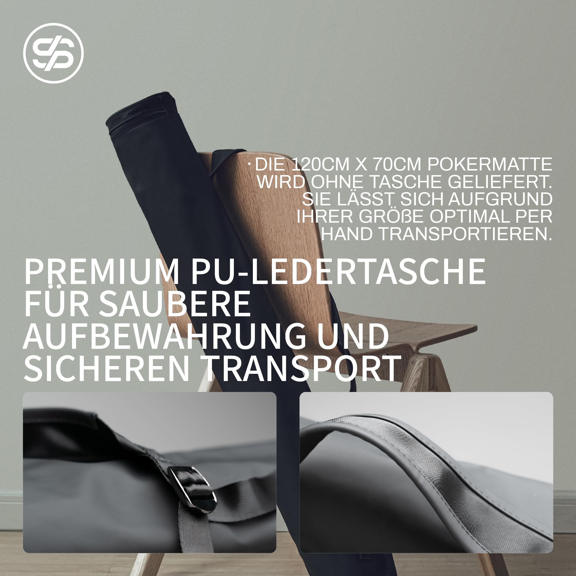 SLOWPLAY Godel Pokermatte, wasserabweisend, pflegeleicht, Schwarz/Gold | Glatte Premium-Oberfläche; Karten gleiten leicht; rutschfeste Gummibasis; geräuscharm; Tragetasche; minimalistisches Design