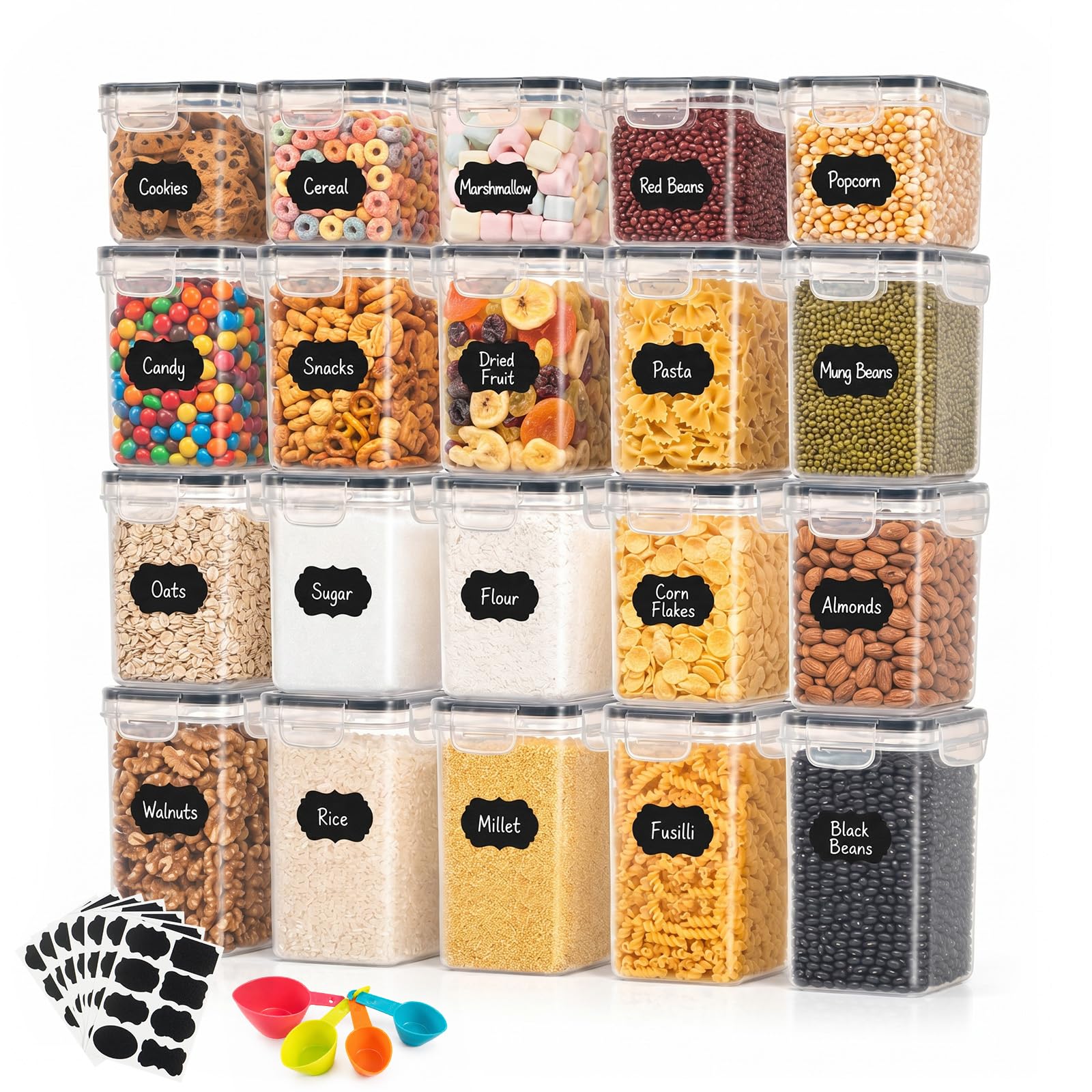 GREENSAPPIRE Cereal Storage Containers 24 Pack 2L 1.4L 0.8L Airtight Lids